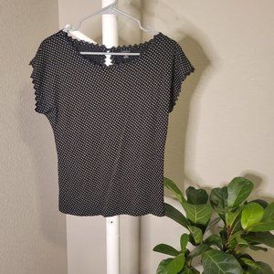 3 for $15, 5 for $20 Ann Taylor Polka Dot Blouse with sleeve/neck details